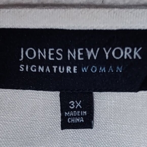 JONES NEW YORK SIGNATURE WOMAN LINEN TUNIC 3/4 SLV BEADED WHITE SIZE 3X - Picture 3 of 7